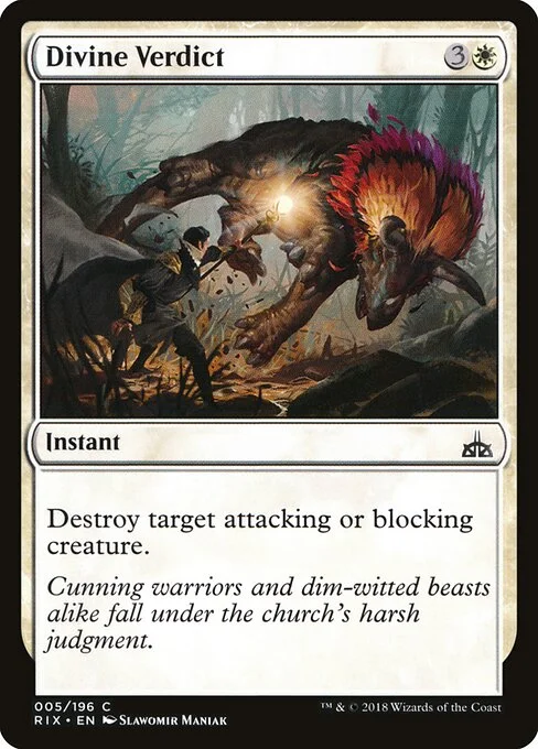 Divine Verdict, carta Magic di tipo Instant illustrata da Slawomir Maniak
