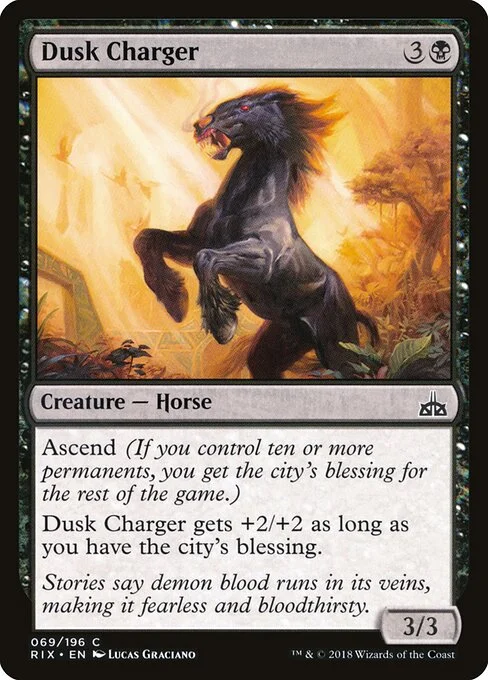 Dusk Charger, carta Magic di tipo Creature — Horse illustrata da Lucas Graciano
