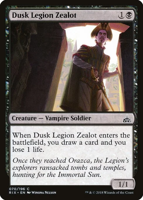 Dusk Legion Zealot, carta Magic di tipo Creature — Vampire Soldier illustrata da Winona Nelson