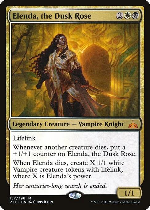 Elenda, the Dusk Rose, carta Magic di tipo Legendary Creature — Vampire Knight illustrata da Chris Rahn