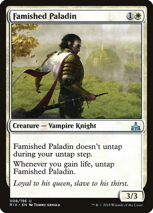 Famished Paladin, carta Magic di tipo Creature — Vampire Knight illustrata da Tommy Arnold