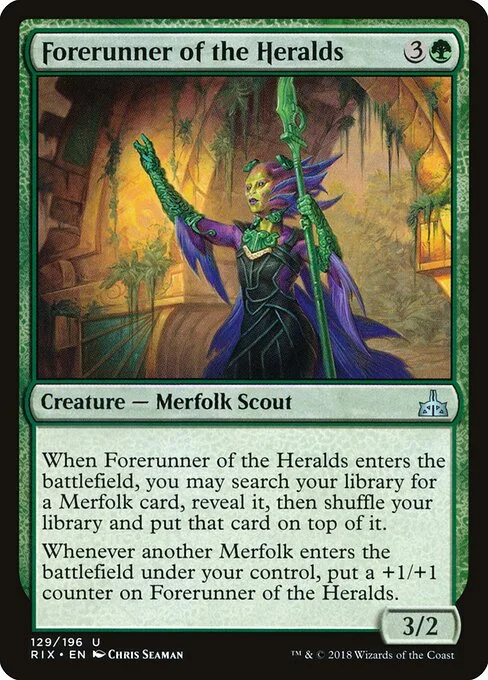 Forerunner of the Heralds, carta Magic di tipo Creature — Merfolk Scout illustrata da Chris Seaman