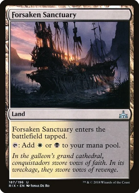 Forsaken Sanctuary, carta Magic di tipo Land illustrata da Jonas De Ro