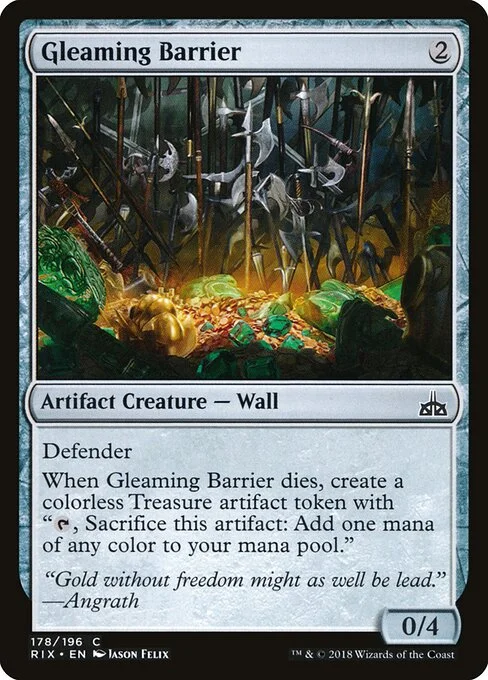 Gleaming Barrier, carta Magic di tipo Artifact Creature — Wall illustrata da Jason Felix
