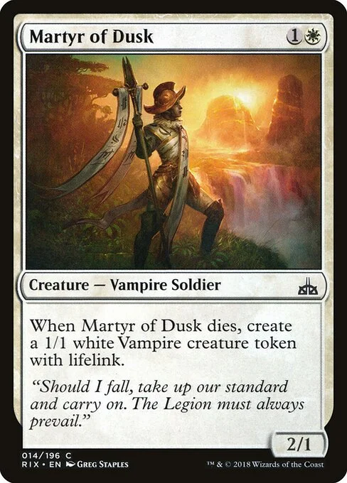 Martyr of Dusk, carta Magic di tipo Creature — Vampire Soldier illustrata da Greg Staples