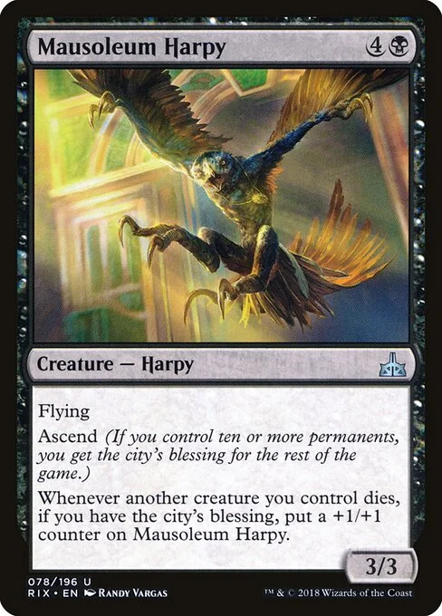 Mausoleum Harpy, carta Magic di tipo Creature — Harpy illustrata da Randy Vargas