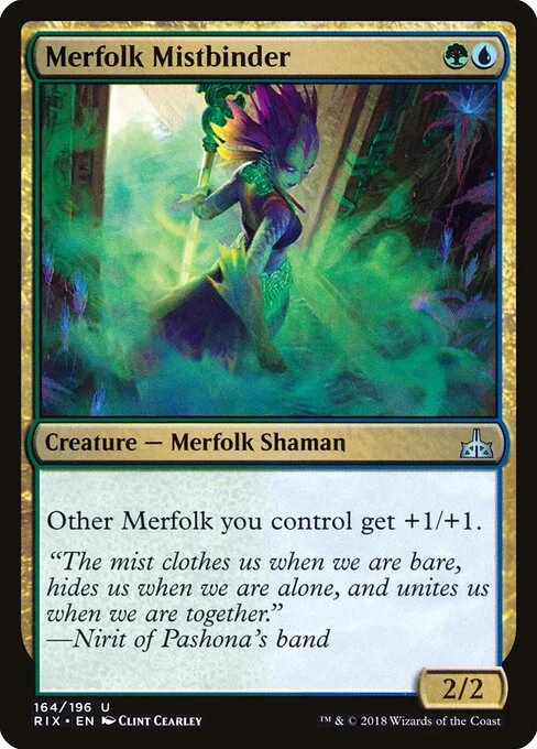 Merfolk Mistbinder, carta Magic di tipo Creature — Merfolk Shaman illustrata da Clint Cearley
