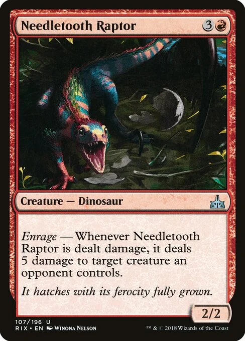 Needletooth Raptor, carta Magic di tipo Creature — Dinosaur illustrata da Winona Nelson