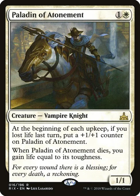 Paladin of Atonement, carta Magic di tipo Creature — Vampire Knight illustrata da Lius Lasahido