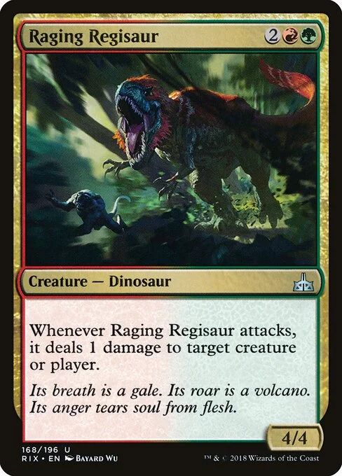 Raging Regisaur, carta Magic di tipo Creature — Dinosaur illustrata da Bayard Wu