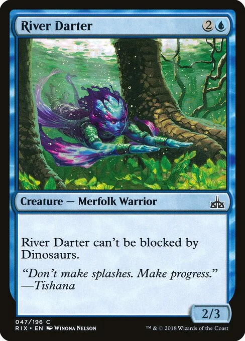 River Darter, carta Magic di tipo Creature — Merfolk Warrior illustrata da Winona Nelson
