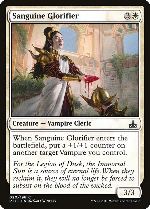 Sanguine Glorifier, carta Magic di tipo Creature — Vampire Cleric illustrata da Sara Winters