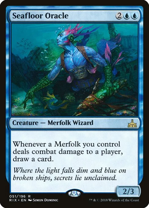 Seafloor Oracle, carta Magic di tipo Creature — Merfolk Wizard illustrata da Simon Dominic