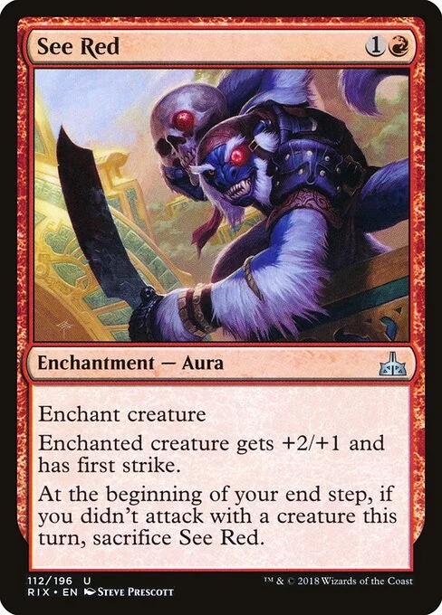 See Red, carta Magic di tipo Enchantment — Aura illustrata da Steve Prescott