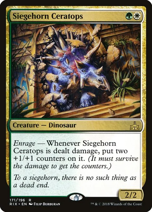 Siegehorn Ceratops, carta Magic di tipo Creature — Dinosaur illustrata da Filip Burburan
