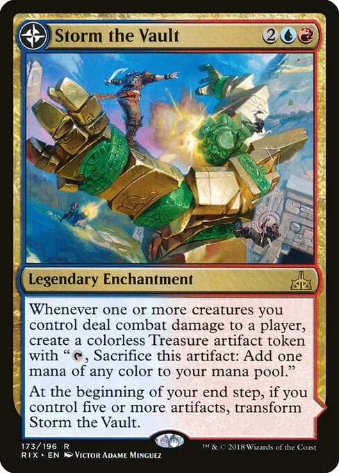 Storm the Vault // Vault of Catlacan, carta Magic di tipo Legendary Enchantment // Legendary Land illustrata da Victor Adame Minguez