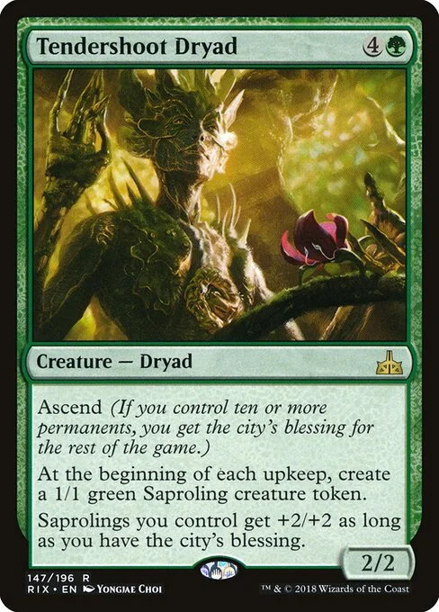 Tendershoot Dryad, carta Magic di tipo Creature — Dryad illustrata da Yongjae Choi