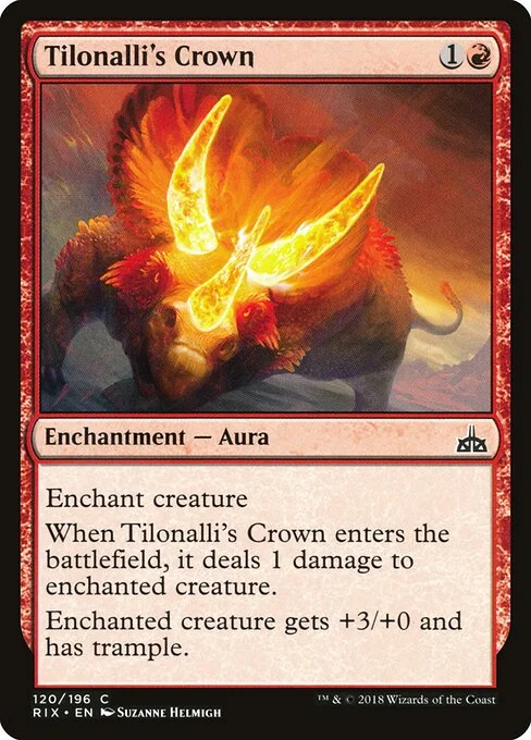 Tilonalli's Crown, carta Magic di tipo Enchantment — Aura illustrata da Suzanne Helmigh