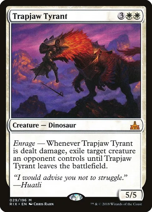 Trapjaw Tyrant, carta Magic di tipo Creature — Dinosaur illustrata da Chris Rahn
