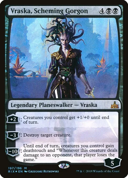Vraska, Scheming Gorgon, carta Magic di tipo Legendary Planeswalker — Vraska illustrata da Grzegorz Rutkowski