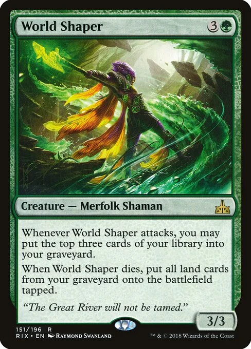 World Shaper, carta Magic di tipo Creature — Merfolk Shaman illustrata da Raymond Swanland