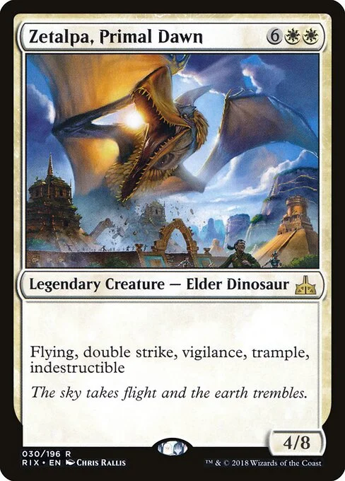 Zetalpa, Primal Dawn, carta Magic di tipo Legendary Creature — Elder Dinosaur illustrata da Chris Rallis