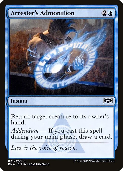 Arrester's Admonition, carta Magic di tipo Instant illustrata da Lucas Graciano
