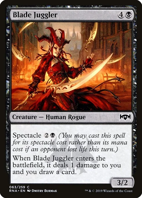 Blade Juggler, carta Magic di tipo Creature — Human Rogue illustrata da Dmitry Burmak