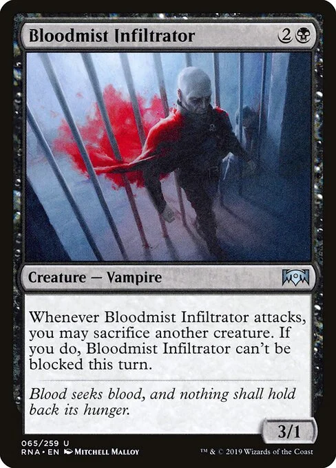 Bloodmist Infiltrator, carta Magic di tipo Creature — Vampire illustrata da Mitchell Malloy