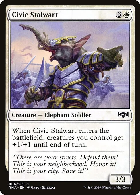 Civic Stalwart, carta Magic di tipo Creature — Elephant Soldier illustrata da Gabor Szikszai