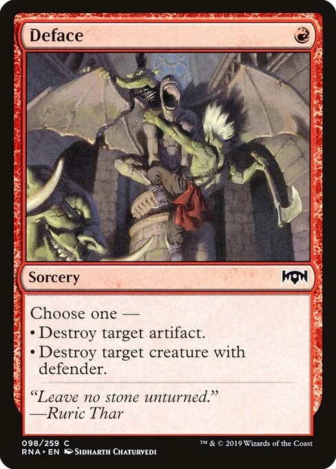 Deface, carta Magic di tipo Sorcery illustrata da Sidharth Chaturvedi