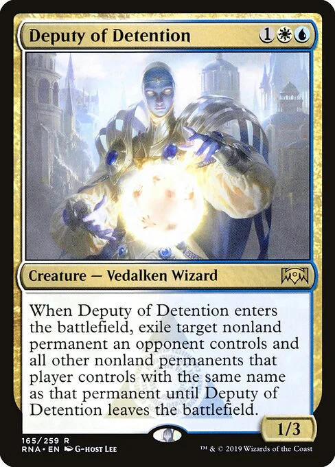 Deputy of Detention, carta Magic di tipo Creature — Vedalken Wizard illustrata da G-host Lee