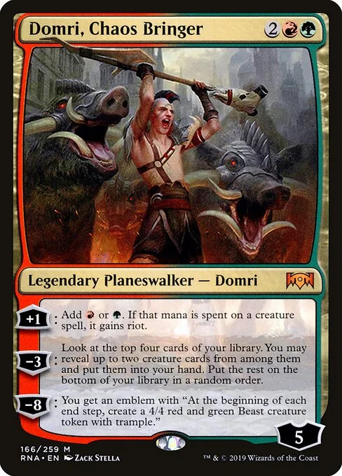 Domri, Chaos Bringer, carta Magic di tipo Legendary Planeswalker — Domri illustrata da Zack Stella