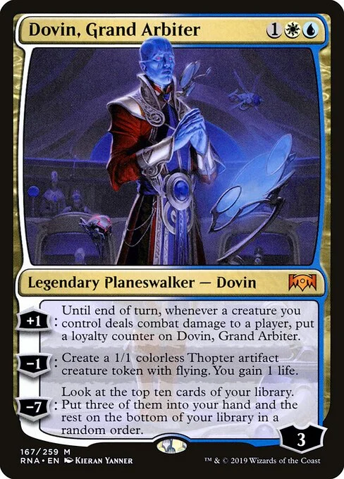 Dovin, Grand Arbiter, carta Magic di tipo Legendary Planeswalker — Dovin illustrata da Kieran Yanner