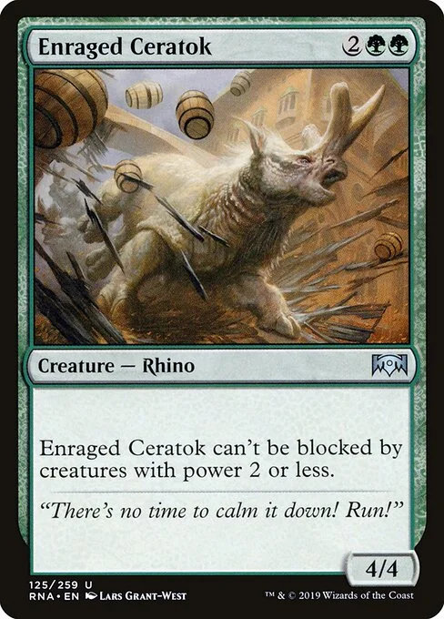 Enraged Ceratok, carta Magic di tipo Creature — Rhino illustrata da Lars Grant-West