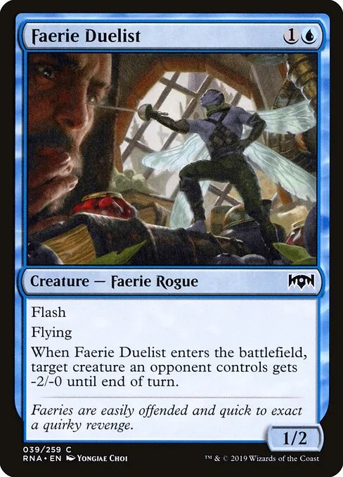 Faerie Duelist, carta Magic di tipo Creature — Faerie Rogue illustrata da Yongjae Choi