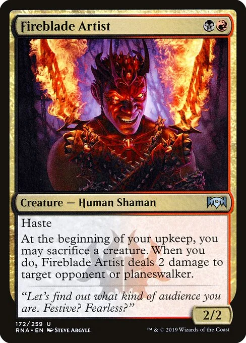 Fireblade Artist, carta Magic di tipo Creature — Human Shaman illustrata da Steve Argyle