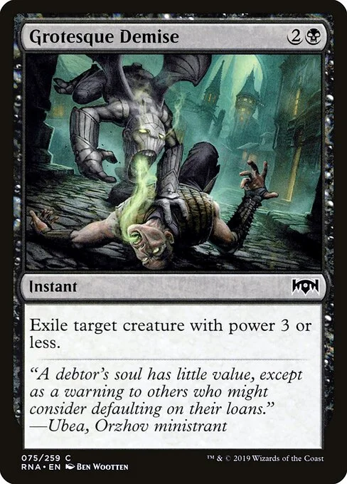 Grotesque Demise, carta Magic di tipo Instant illustrata da Ben Wootten