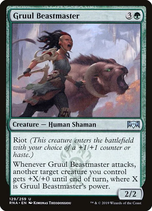 Gruul Beastmaster, carta Magic di tipo Creature — Human Shaman illustrata da Kimonas Theodossiou