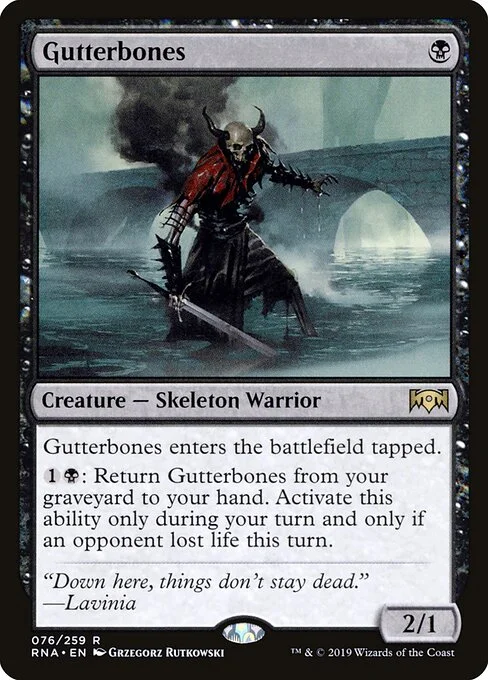 Gutterbones, carta Magic di tipo Creature — Skeleton Warrior illustrata da Grzegorz Rutkowski