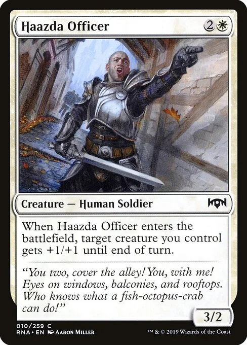 Haazda Officer, carta Magic di tipo Creature — Human Soldier illustrata da Aaron Miller