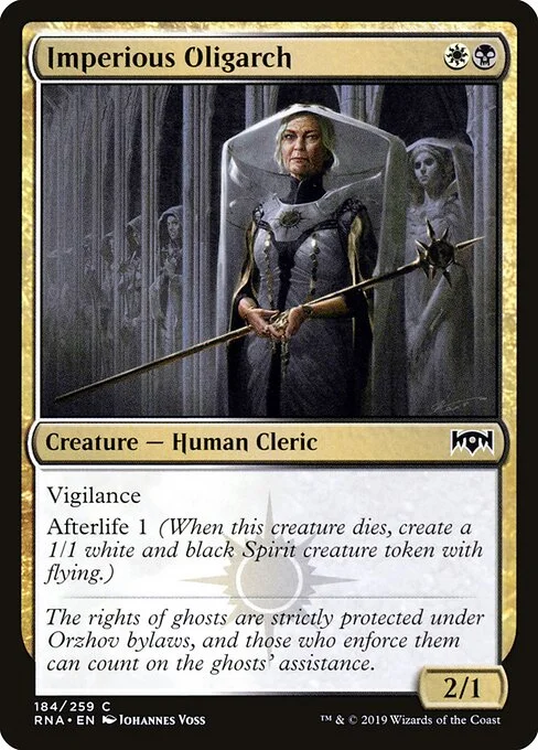 Imperious Oligarch, carta Magic di tipo Creature — Human Cleric illustrata da Johannes Voss