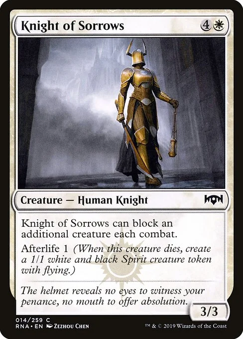 Knight of Sorrows, carta Magic di tipo Creature — Human Knight illustrata da Zezhou Chen