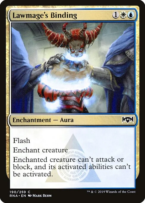 Lawmage's Binding, carta Magic di tipo Enchantment — Aura illustrata da Mark Behm