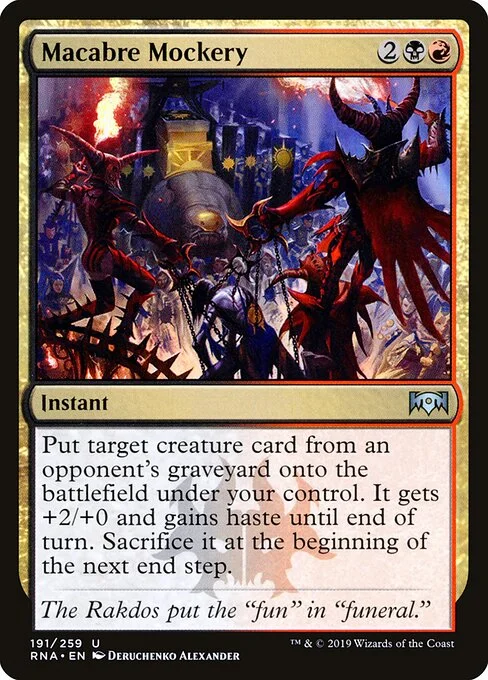 Macabre Mockery, carta Magic di tipo Instant illustrata da Deruchenko Alexander