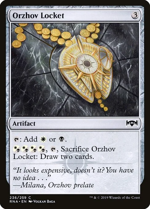 Orzhov Locket, carta Magic di tipo Artifact illustrata da Volkan Baǵa