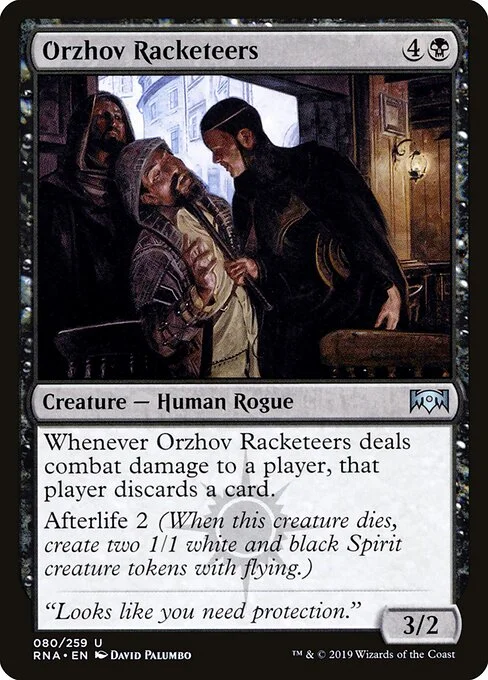 Orzhov Racketeers, carta Magic di tipo Creature — Human Rogue illustrata da David Palumbo