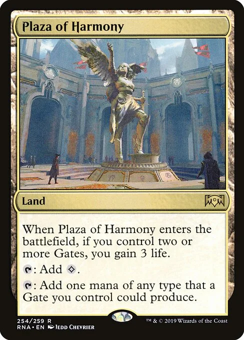 Plaza of Harmony, carta Magic di tipo Land illustrata da Jedd Chevrier