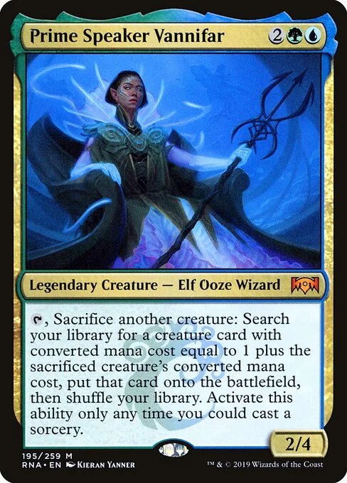 Prime Speaker Vannifar, carta Magic di tipo Legendary Creature — Elf Ooze Wizard illustrata da Kieran Yanner