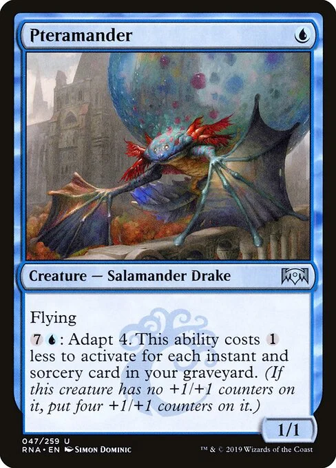 Pteramander, carta Magic di tipo Creature — Salamander Drake illustrata da Simon Dominic
